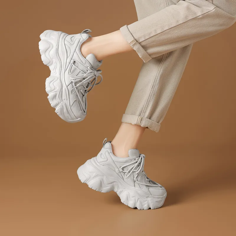 Rosa Bianca Breathable Lightweight Height Increasing Low Top Chunky Sneakers Women's-11