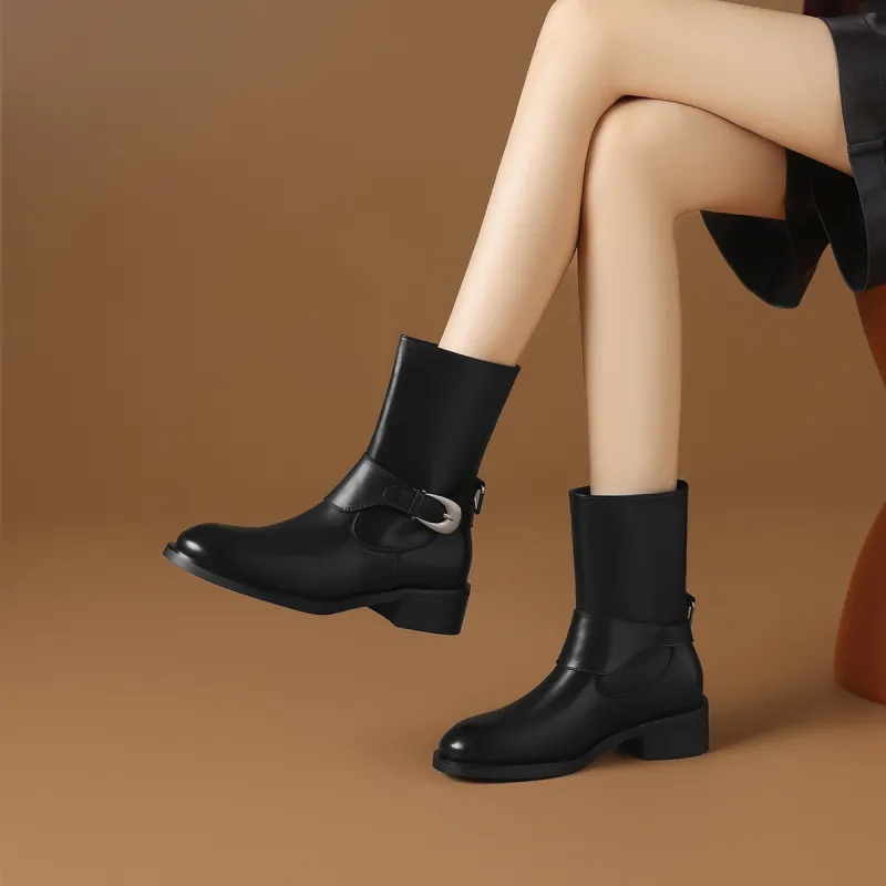 Rosa Bianca Ankle Boots 4cm Women's Black-6