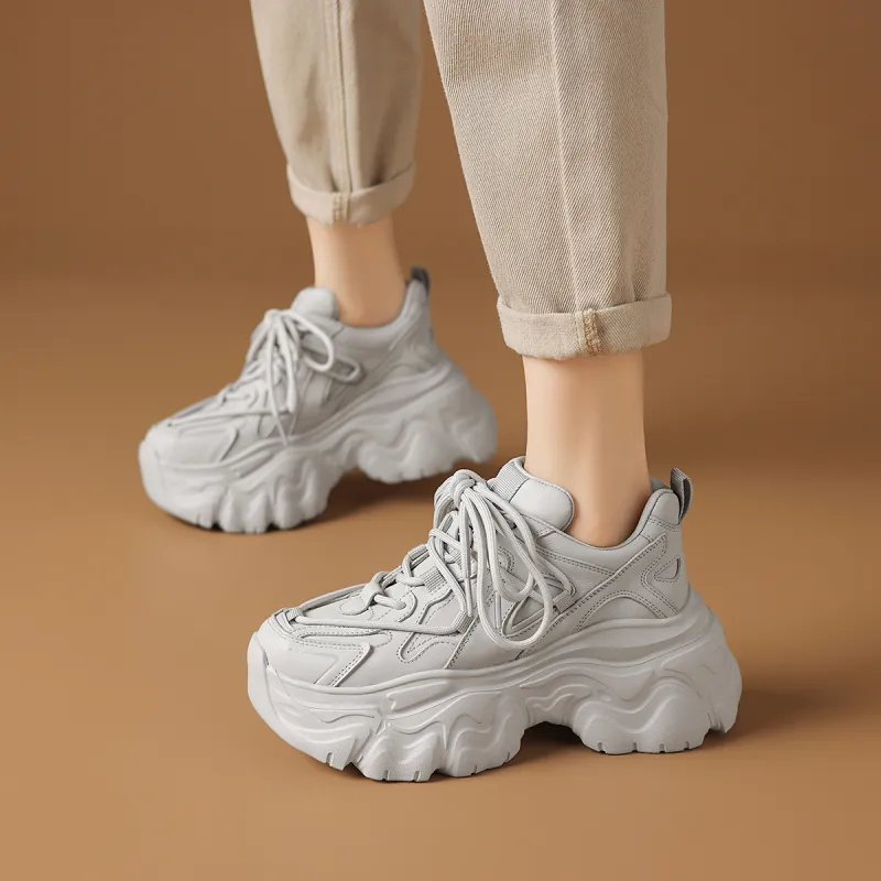 Rosa Bianca Breathable Lightweight Height Increasing Low Top Chunky Sneakers Women's-8