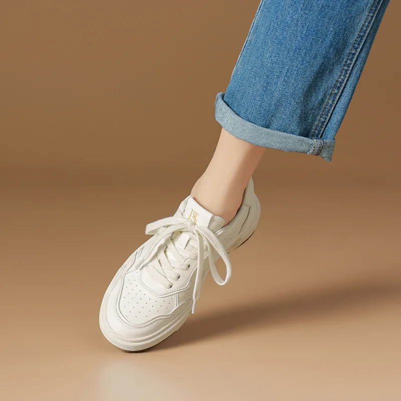Rosa Bianca Lightweight Height Increasing Low-Top Skateboard Shoes Women's White-4