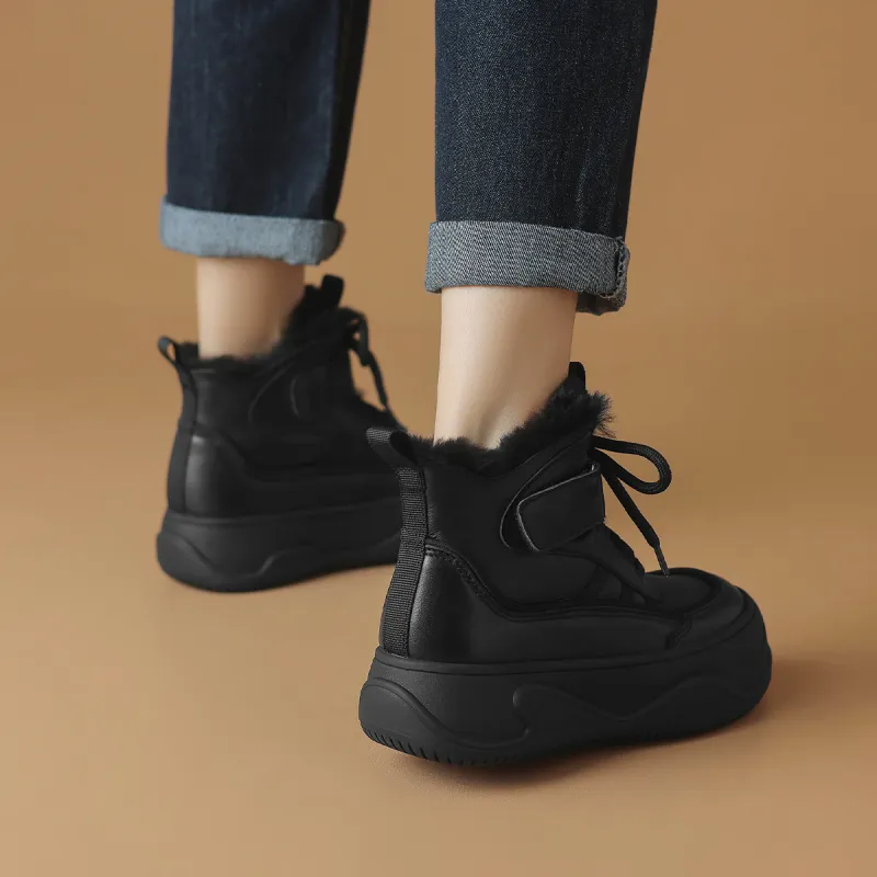 Rosa Bianca Warm Wear-Resistant Lightweight Breathable Height Increasing High-Top Skateboard Shoes Women's-5
