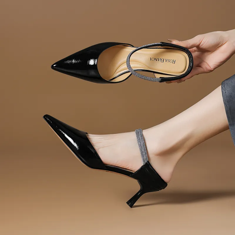 Rosa Bianca Flared Heel High Heels 8cm Women's-2