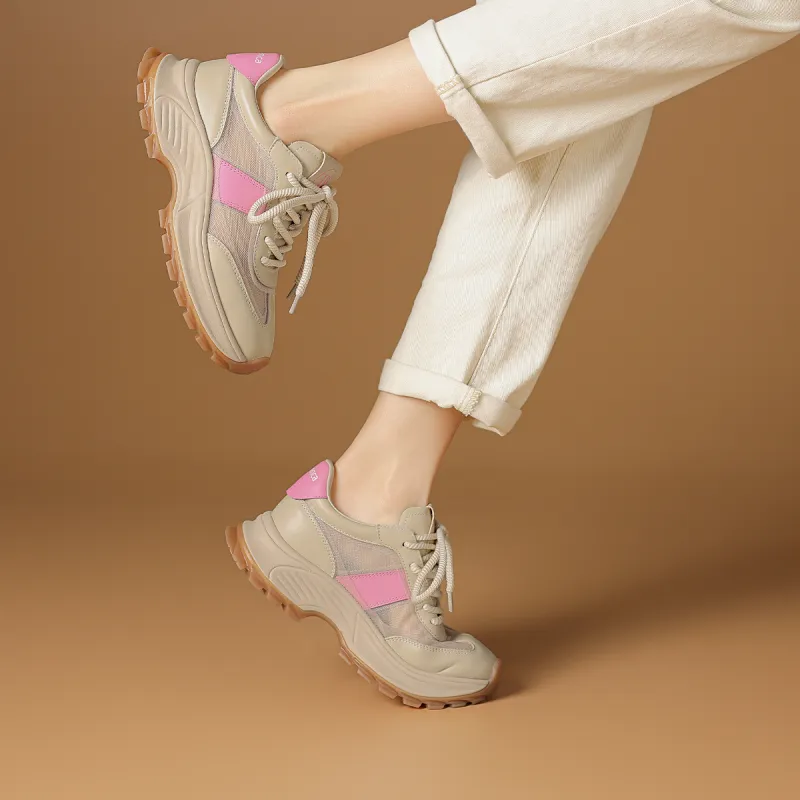 Rosa Bianca Anti-Slip Wear-Resistant Breathable Lightweight Height Increasing Low-Top Chunky Sneakers Women's-5