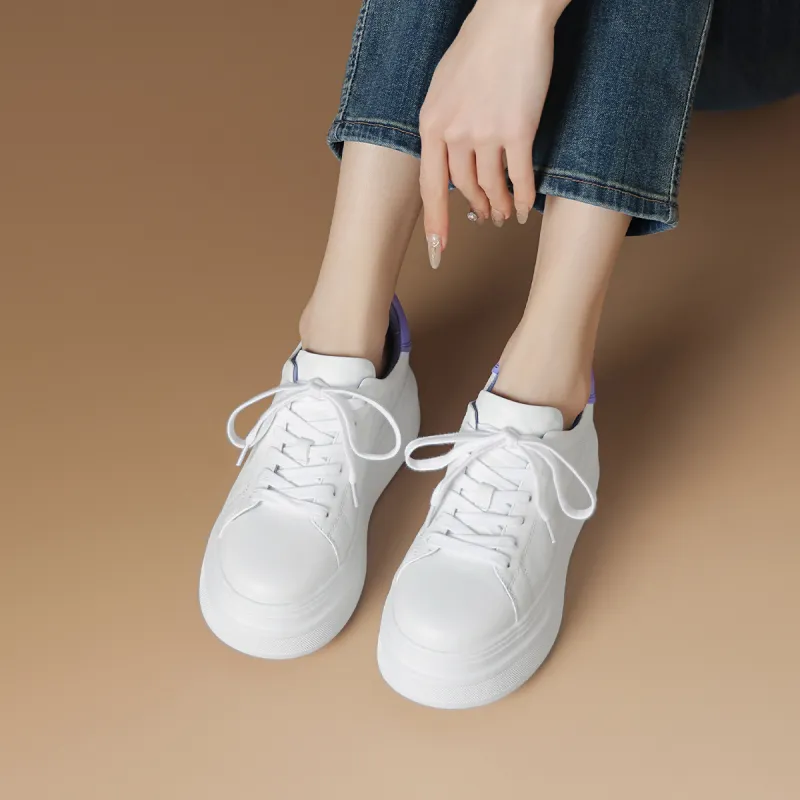 Rosa Bianca Lightweight Height Increasing Low Top Skateboard Shoes Women's White Purple-2