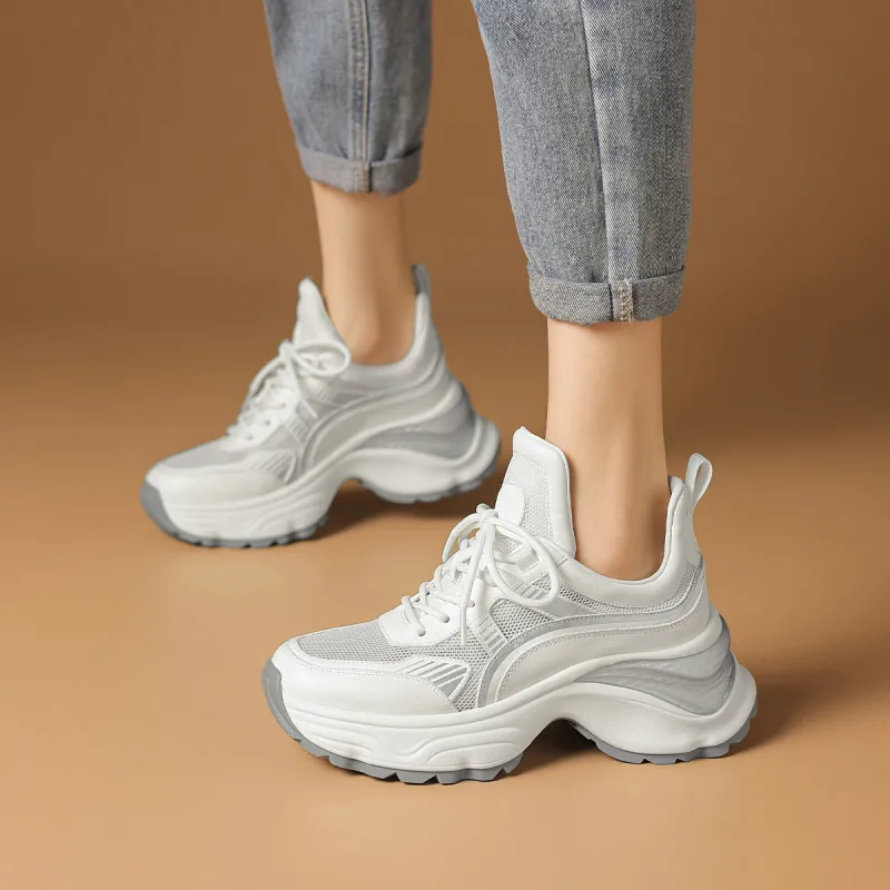 Rosa Bianca Breathable Lightweight Height Increasing Low Top Chunky Sneakers Women's-2