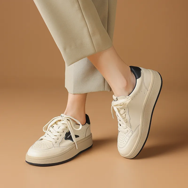 Rosa Bianca Casual Shoes Women's Low Top Beige Black/Light Coffee-3