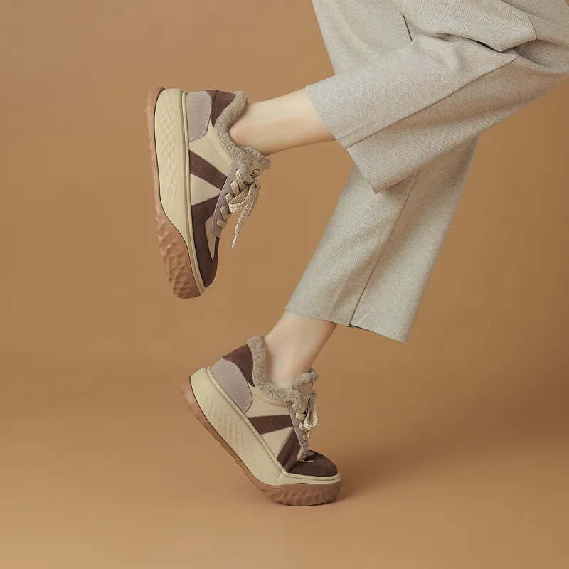 Rosa Bianca Warm Slip Resistant Low Top Casual Shoes Women's Apricot Coffee-6