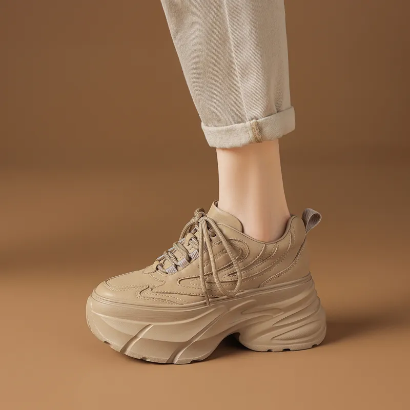 Rosa Bianca Wear-Resistant Breathable Height Increasing Low-Top Chunky Sneakers Women's-9