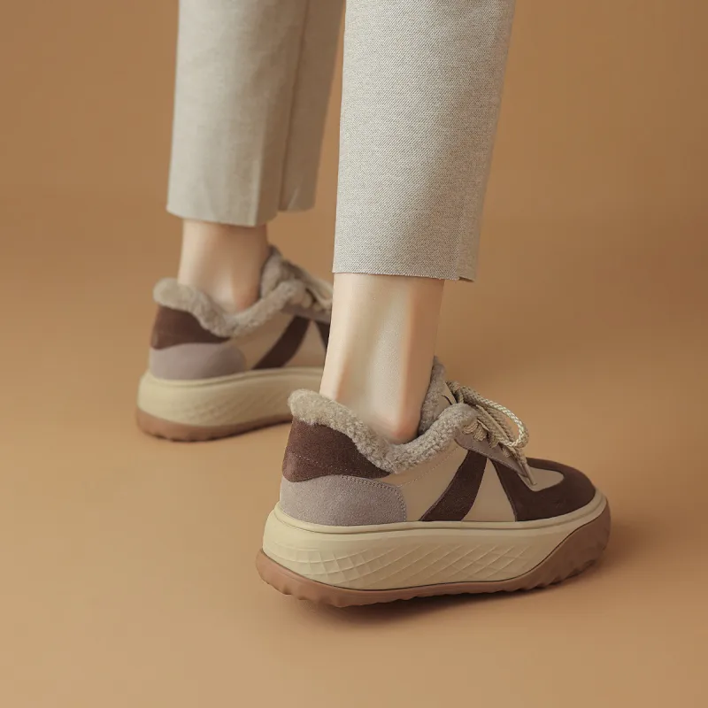 Rosa Bianca Warm Slip Resistant Low Top Casual Shoes Women's Apricot Coffee-5