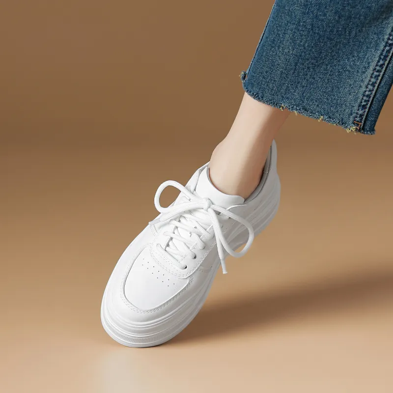 Rosa Bianca Lightweight Height Increasing Low Top Skateboard Shoes Women's White-4