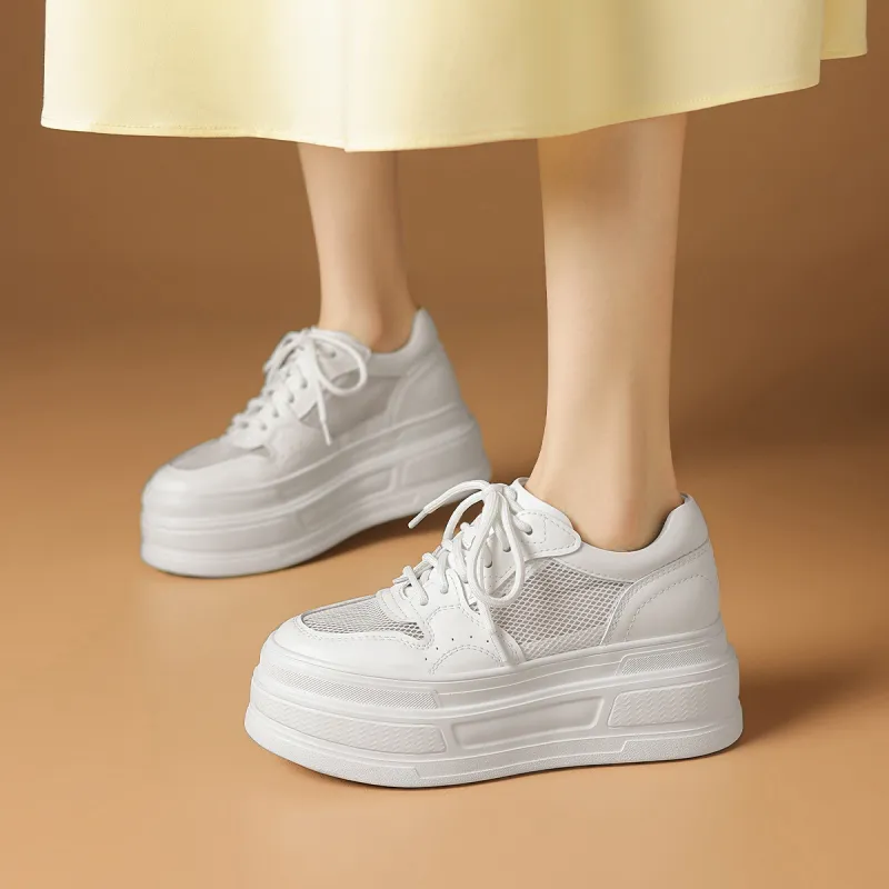 Rosa Bianca Lightweight Breathable Height Increasing Low-Top Skateboard Shoes Women's-1
