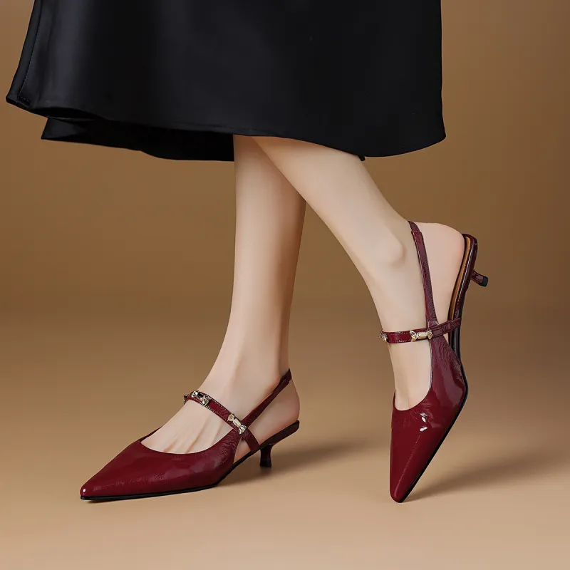 Rosa Bianca High Heels Women's Burgundy/Ecru/Black-16