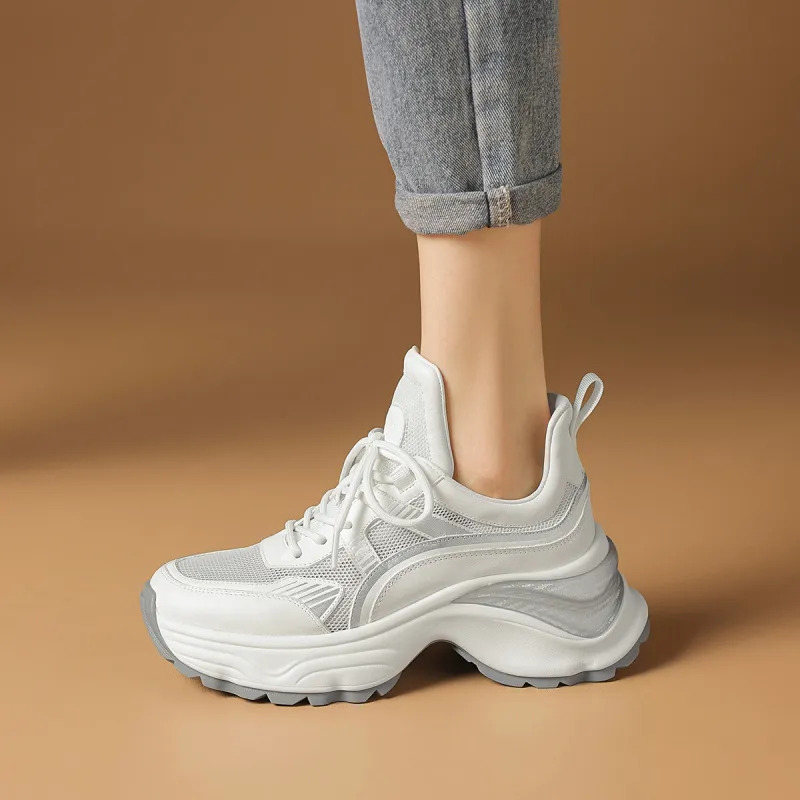 Rosa Bianca Breathable Lightweight Height Increasing Low Top Chunky Sneakers Women's-5
