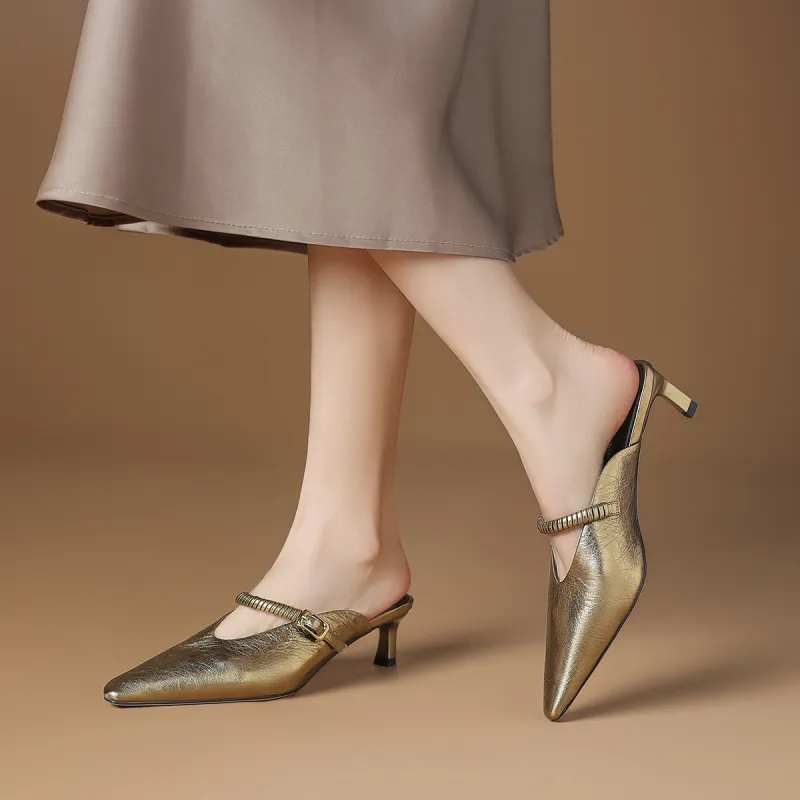 Rosa Bianca Closed Toe Slippers Women's Antique Gold-2