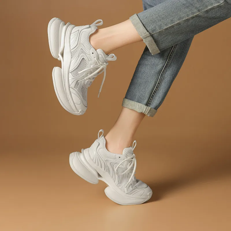 Rosa Bianca Cushioning Height Increasing Low-Top Chunky Sneakers Women's-8