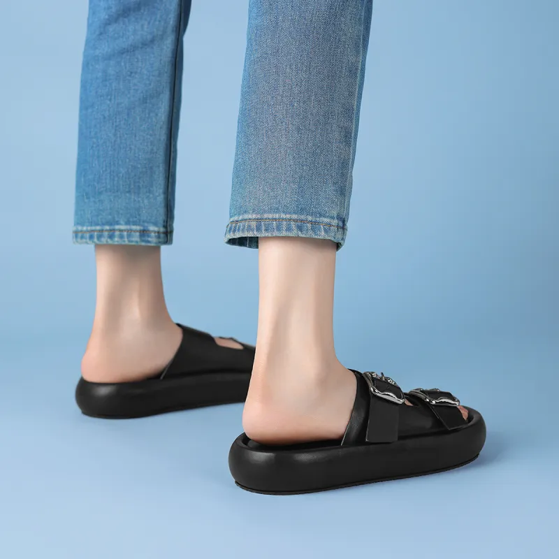 Rosa Bianca PU Polyurethane Rubber Sole Abrasion Resistant Slide Slippers Women's-6