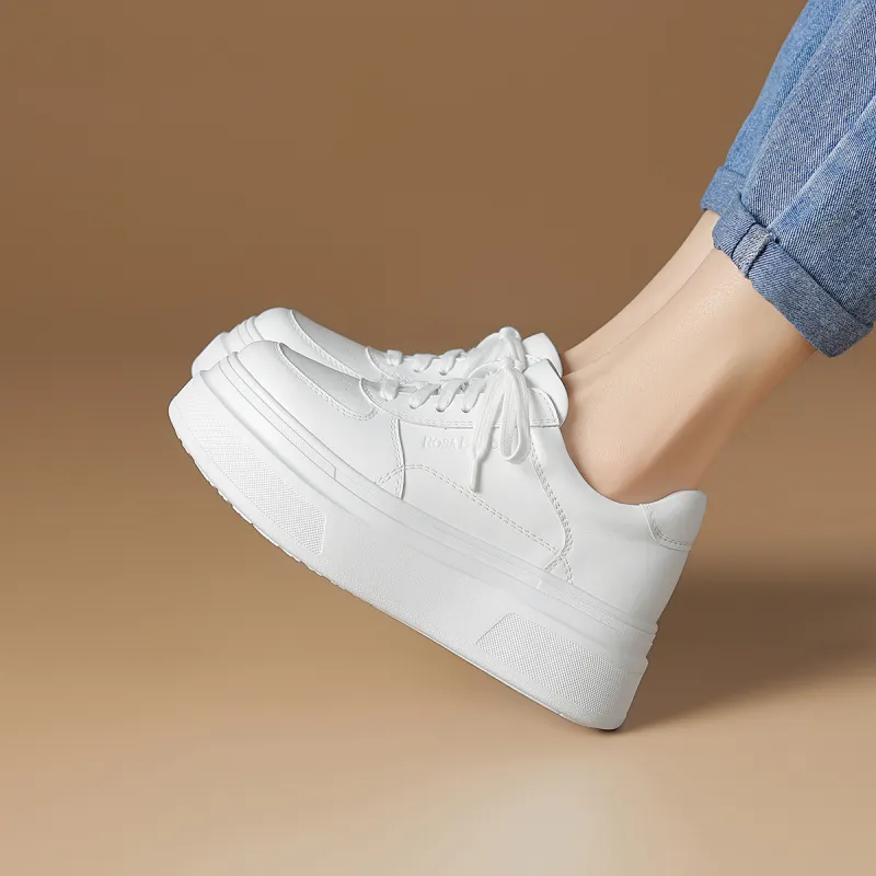 Rosa Bianca Lightweight Height Increasing Low Top Skateboard Shoes Women's White-3