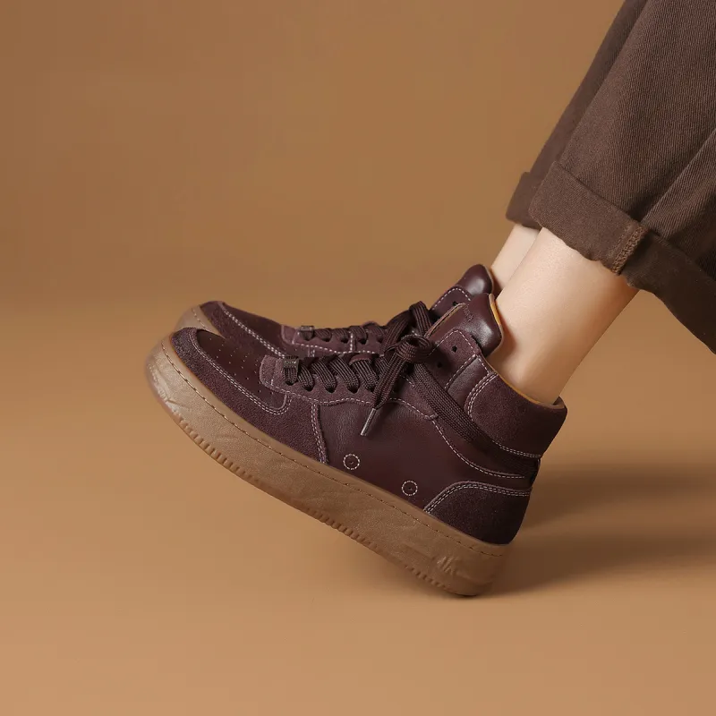 Rosa Bianca Lightweight Height Increasing High Top Skateboard Shoes Women's Burgundy-2