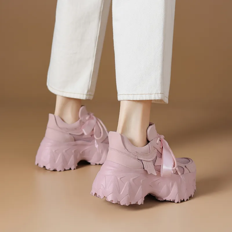 Rosa Bianca Breathable Lightweight Height Increasing Low Top Chunky Sneakers Women's-13