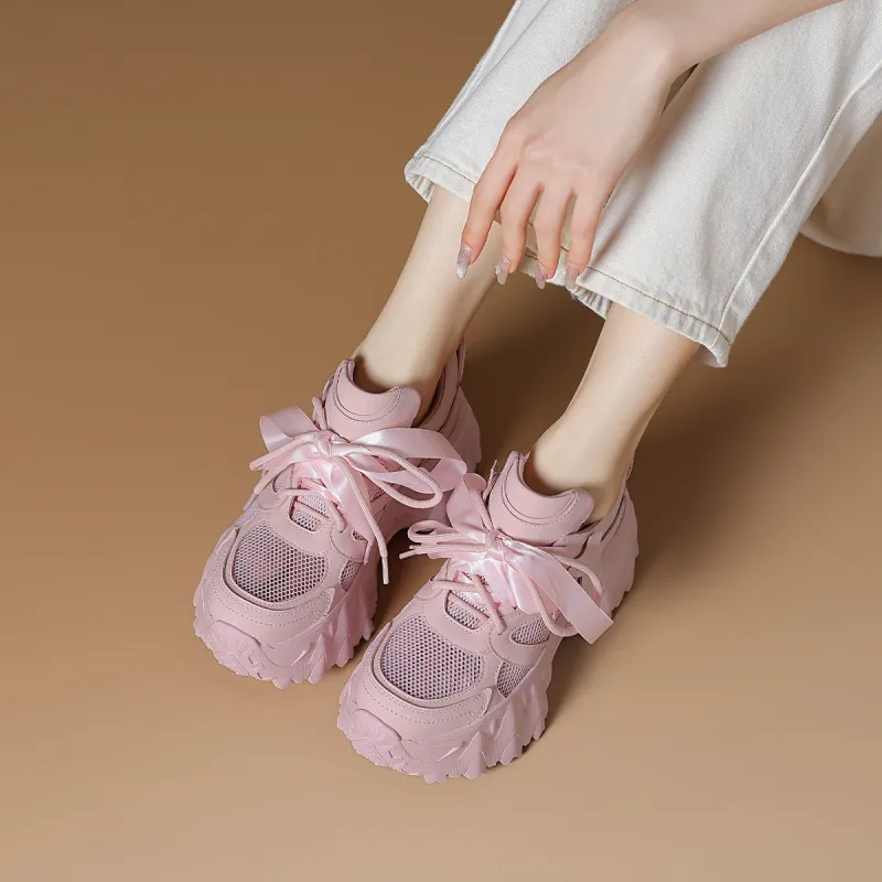 Rosa Bianca Breathable Lightweight Height Increasing Low Top Chunky Sneakers Women's-9