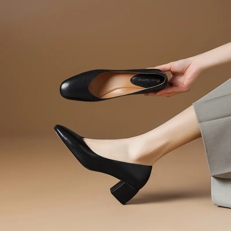 Rosa Bianca Chunky Heel High Heels 5.2cm Women's-9