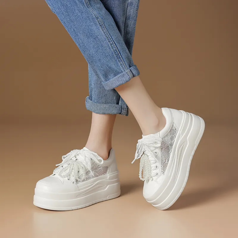 Rosa Bianca Lightweight Breathable Height Increasing Low Top Skateboard Shoes Women's-5