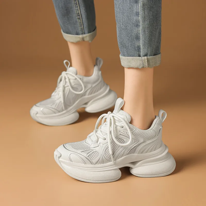 Rosa Bianca Cushioning Height Increasing Low-Top Chunky Sneakers Women's-2