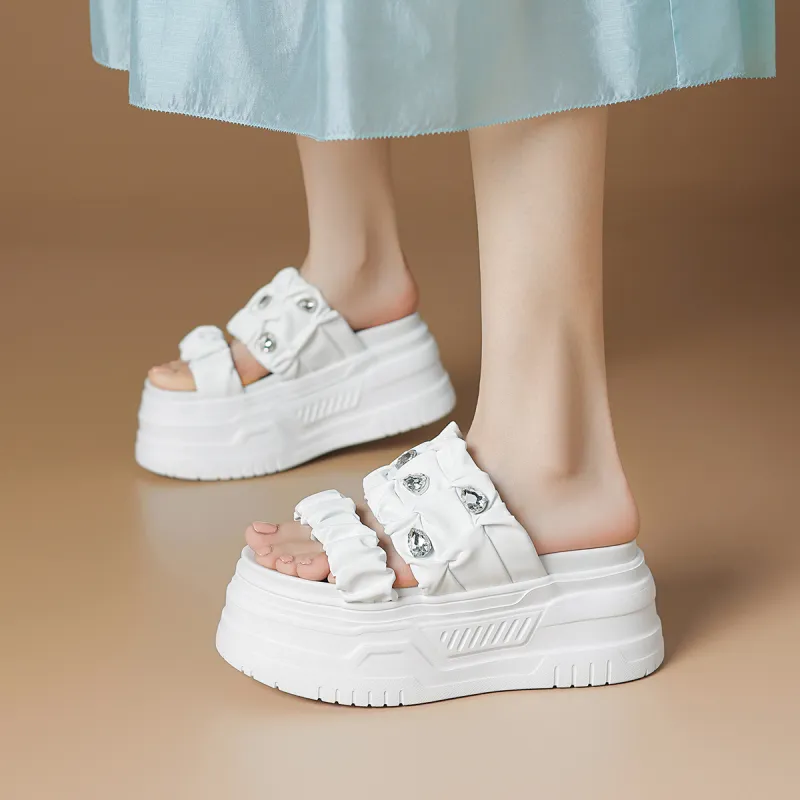 Rosa Bianca Abrasion Resistant Slide Slippers Women's White-1