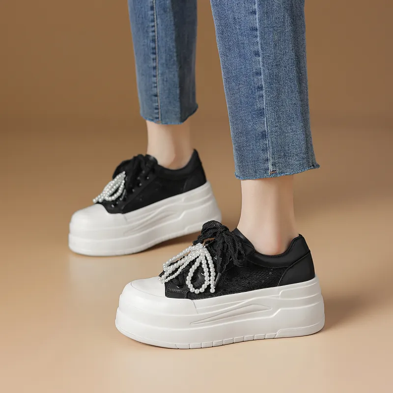 Rosa Bianca Lightweight Breathable Height Increasing Low Top Skateboard Shoes Women's-8