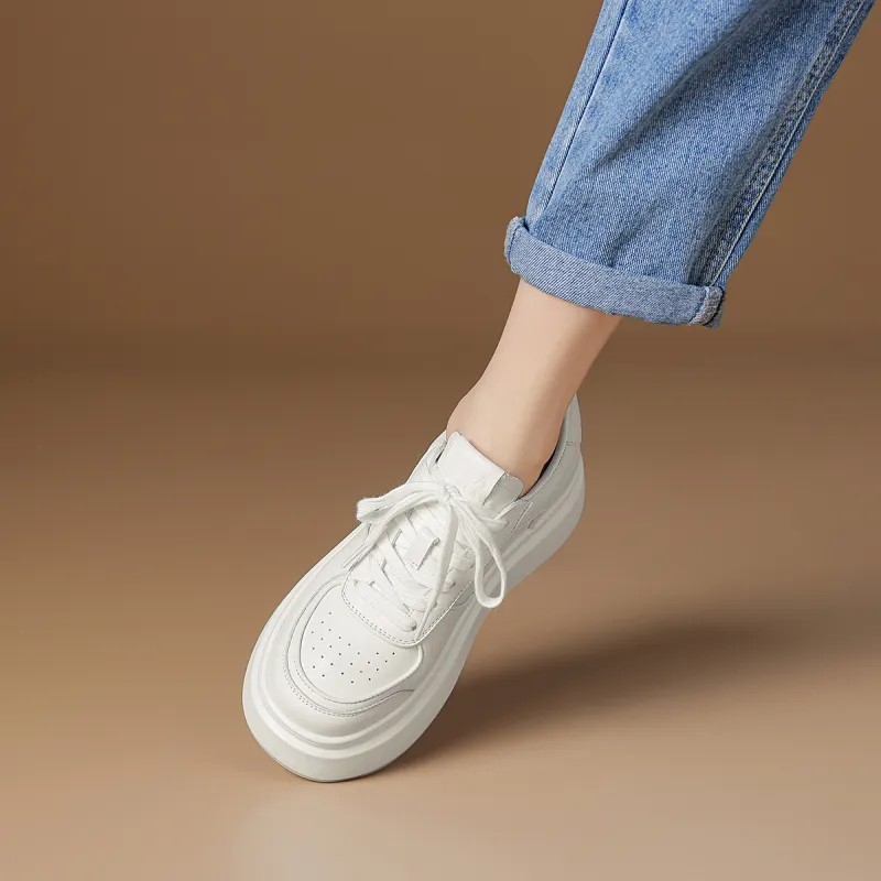 Rosa Bianca White Sneakers Low Top Skateboard Shoes Women's White-4