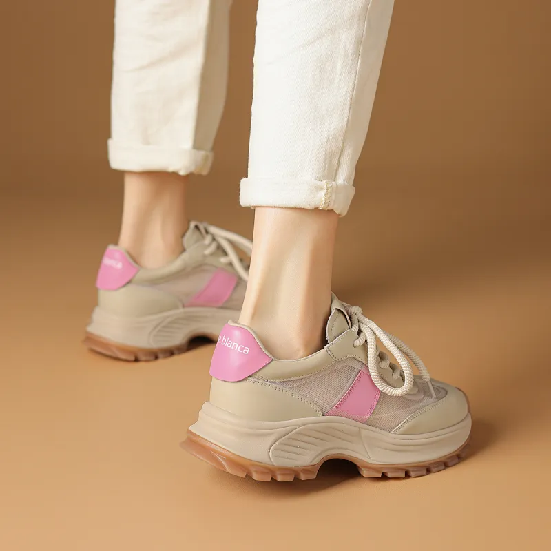 Rosa Bianca Anti-Slip Wear-Resistant Breathable Lightweight Height Increasing Low-Top Chunky Sneakers Women's-4