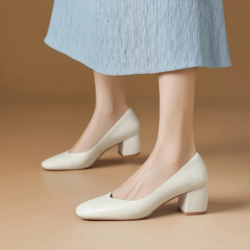 Rosa Bianca Chunky Heel High Heels 5.2cm Women's-1