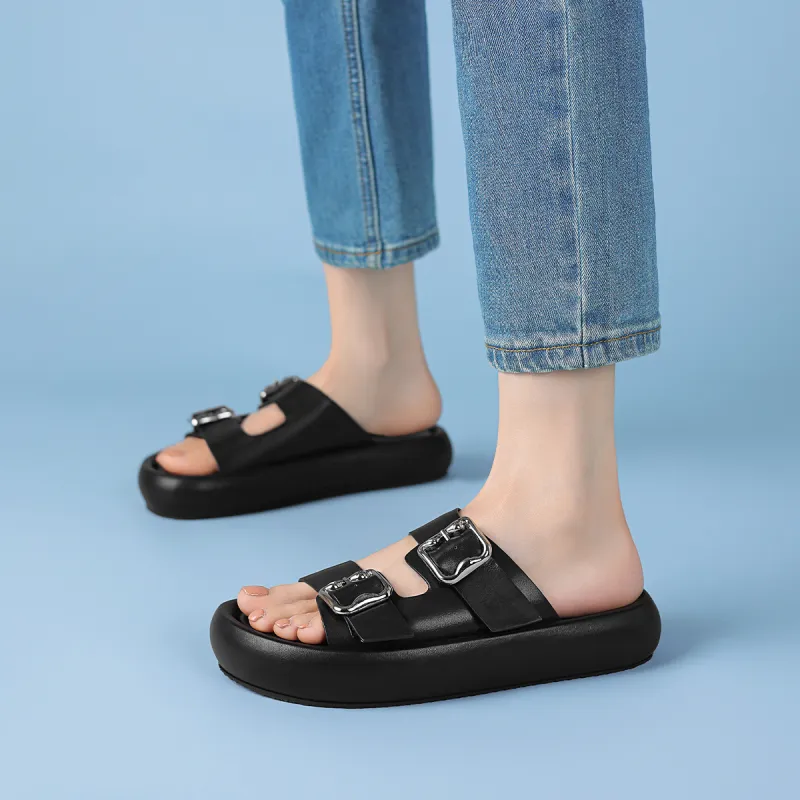 Rosa Bianca PU Polyurethane Rubber Sole Abrasion Resistant Slide Slippers Women's-1