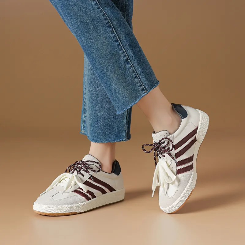 Rosa Bianca Lightweight Height Increasing Low-Top Skateboard Shoes Women's Ecru-5