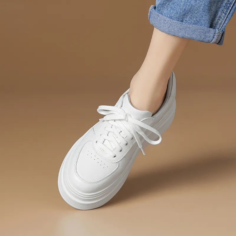Rosa Bianca Lightweight Height Increasing Low Top Skateboard Shoes Women's White-4