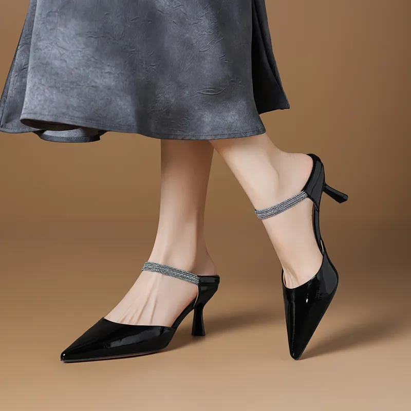 Rosa Bianca Flared Heel High Heels 8cm Women's-3