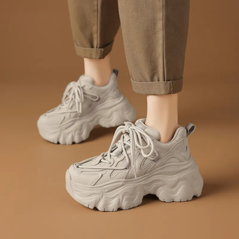Rosa Bianca Breathable Lightweight Height Increasing Low Top Chunky Sneakers Women's-2