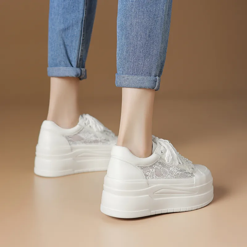 Rosa Bianca Lightweight Breathable Height Increasing Low Top Skateboard Shoes Women's-6
