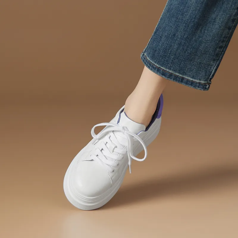 Rosa Bianca Lightweight Height Increasing Low Top Skateboard Shoes Women's White Purple-4