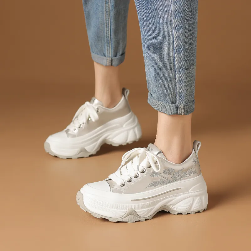 Rosa Bianca Anti-Slip Wear-Resistant Breathable Lightweight Height Increasing Low-Top Chunky Sneakers Women's-9