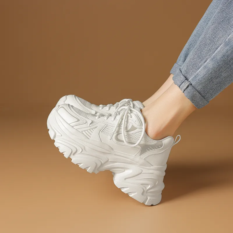 Rosa Bianca Breathable Height Increasing Mid-Top Chunky Sneakers Women's-2