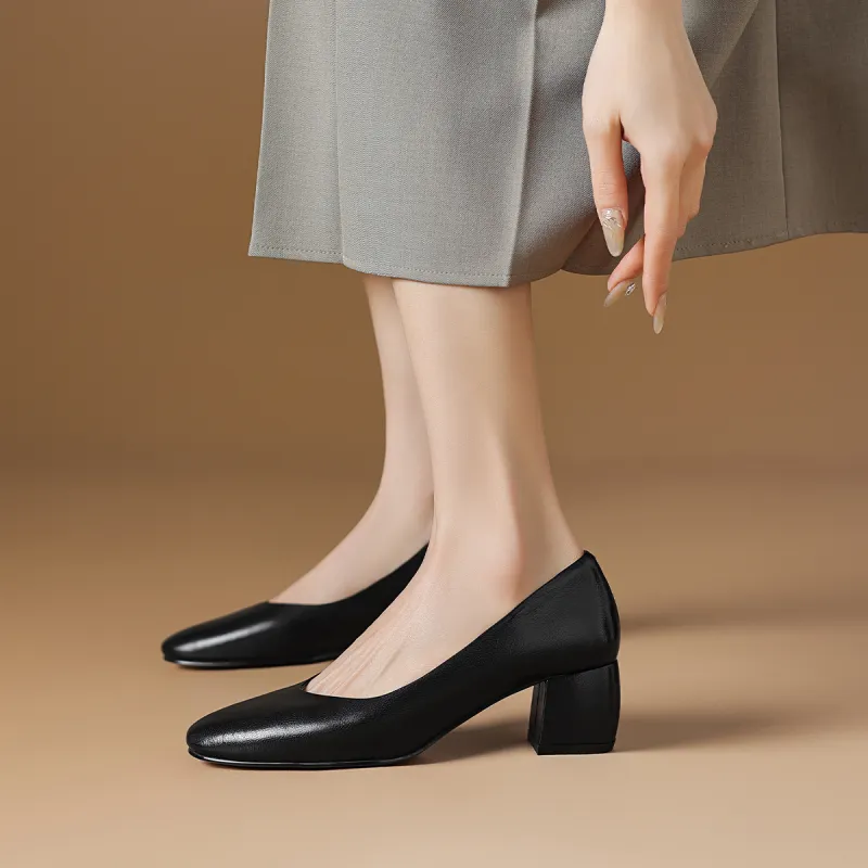 Rosa Bianca Chunky Heel High Heels 5.2cm Women's-12