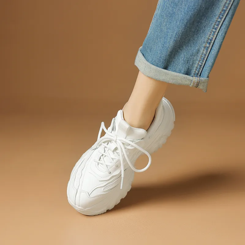 Rosa Bianca Wear-Resistant Breathable Lightweight Height Increasing Low-Top Chunky Sneakers Women's-4