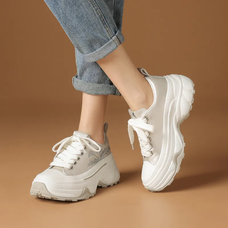 Rosa Bianca Anti-Slip Wear-Resistant Breathable Lightweight Height Increasing Low-Top Chunky Sneakers Women's-10
