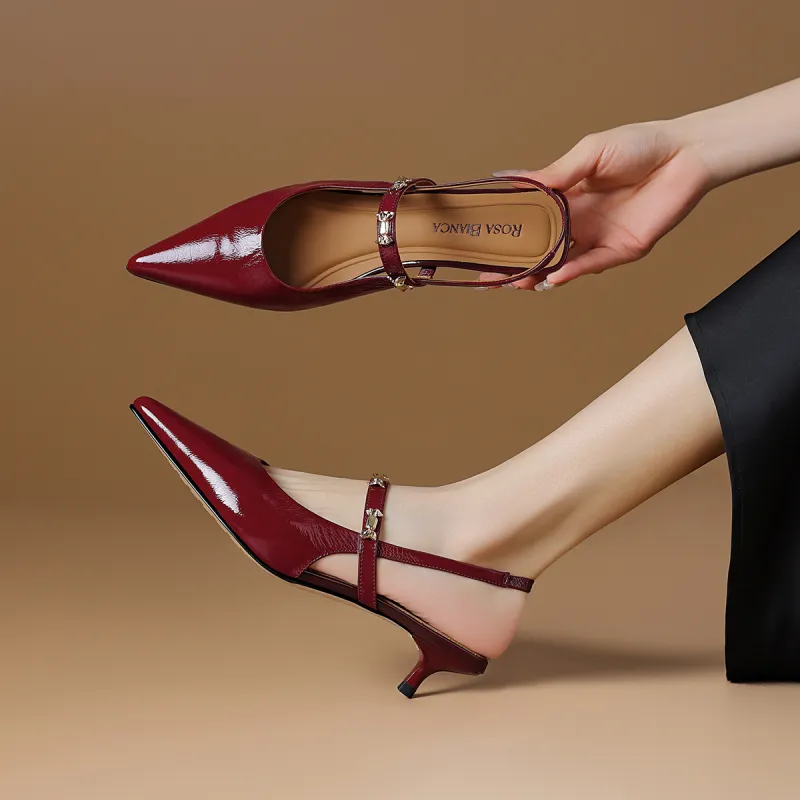 Rosa Bianca High Heels Women's Burgundy/Ecru/Black-14