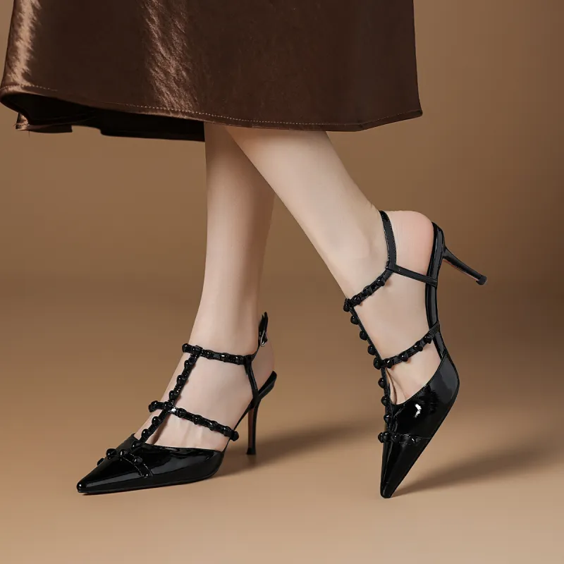 Rosa Bianca Slim Heel High Heels 8cm Women's-3