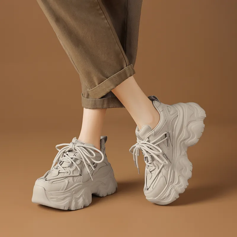 Rosa Bianca Breathable Lightweight Height Increasing Low Top Chunky Sneakers Women's-5