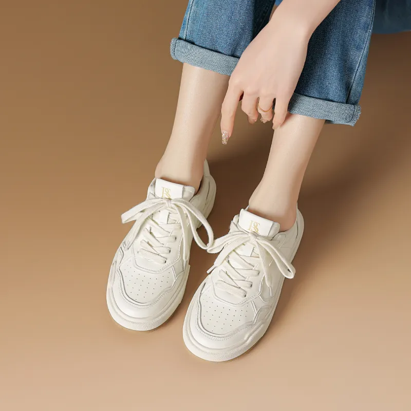 Rosa Bianca Lightweight Height Increasing Low-Top Skateboard Shoes Women's White-2