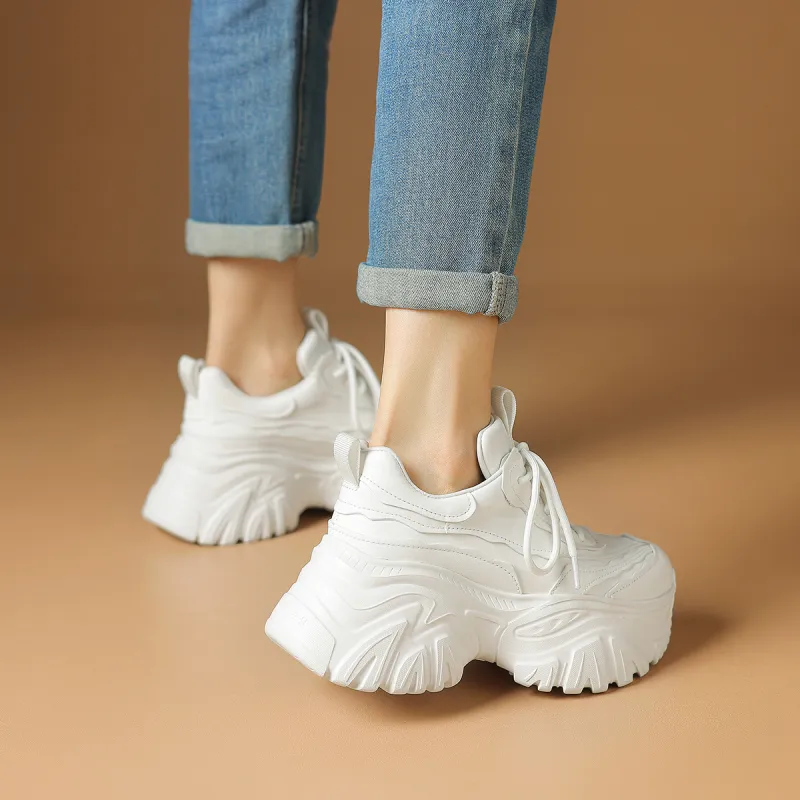 Rosa Bianca Wear-Resistant Breathable Lightweight Height Increasing Low-Top Chunky Sneakers Women's-5