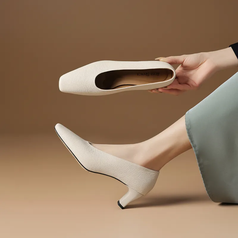 Rosa Bianca Chunky Heel High Heels 5.6cm Women's-2